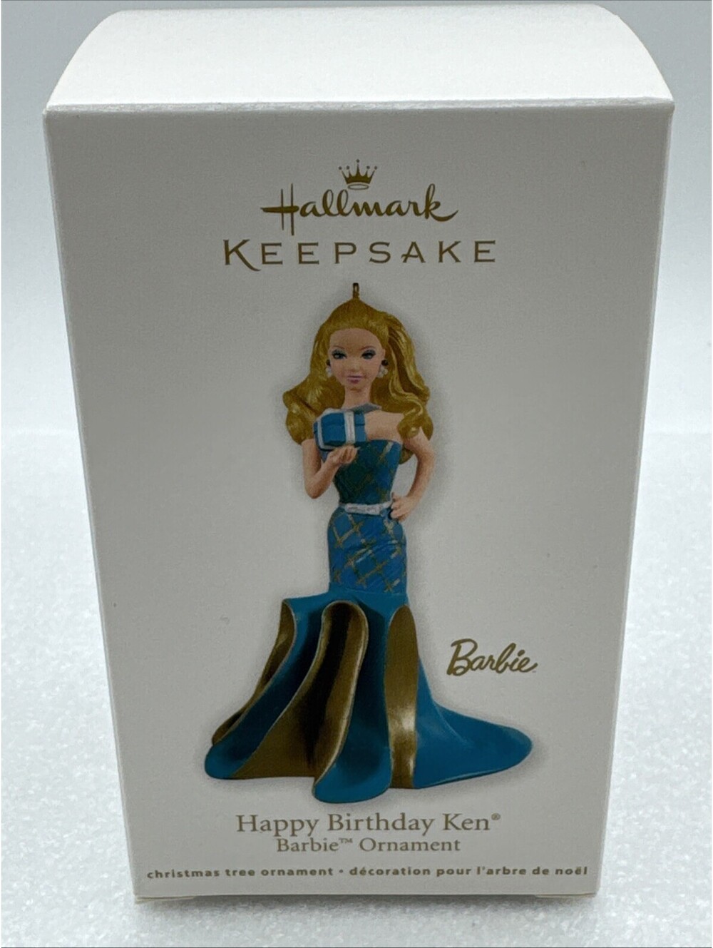 2011 Hallmark Happy Birthday Ken Barbie Ornament Blue/Gold Dress Brand New